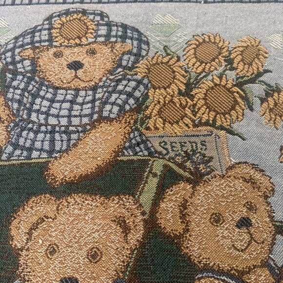 Goodwin Weavers “Teddy’s Wheelbarrow” Nita Showers Vtg Tapestry Throw Blanket - Picture 8 of 9